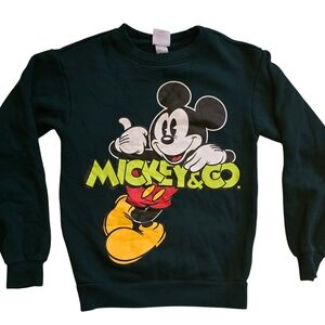 Disney Black Crewneck Sweater with Mickey Mouse Graphic